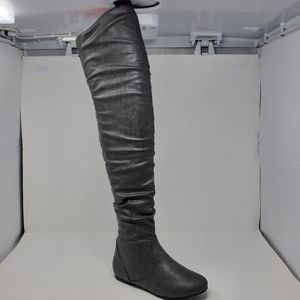 West Blvd Women's London Thight-high PU Grey Boots